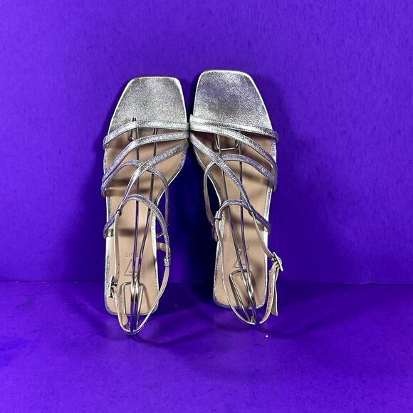27 EDIT Naturalizer Sliver Metallic Iryna Strappy Heeled Sandal Shoe Size 8-NEW‎ - Picture 5 of 10